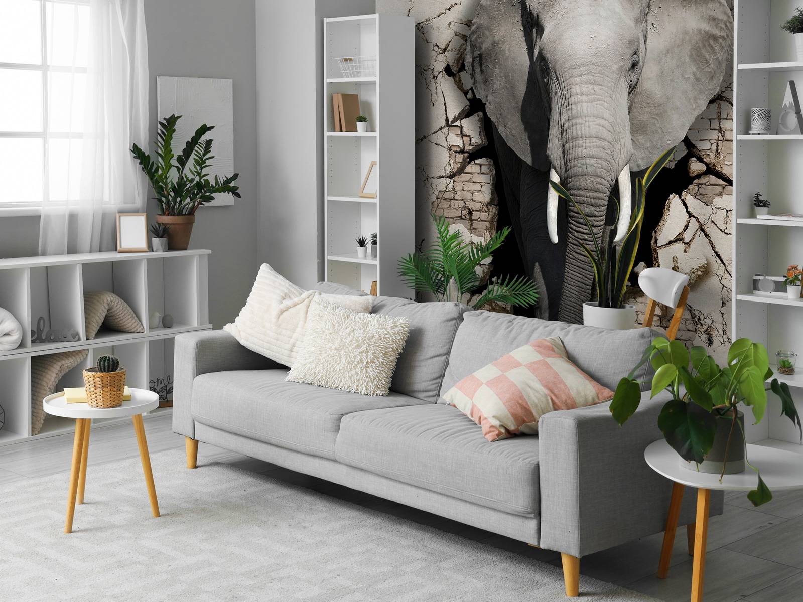 L'éléphant en 3D depuis le mur