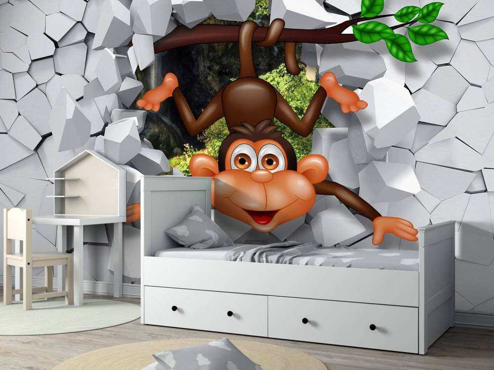 Singe amusant dans un mur