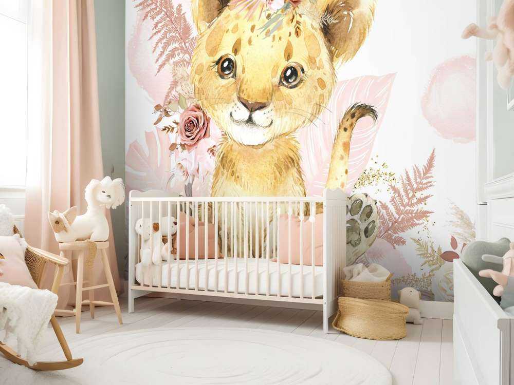 Bébé lionne jungle rose
