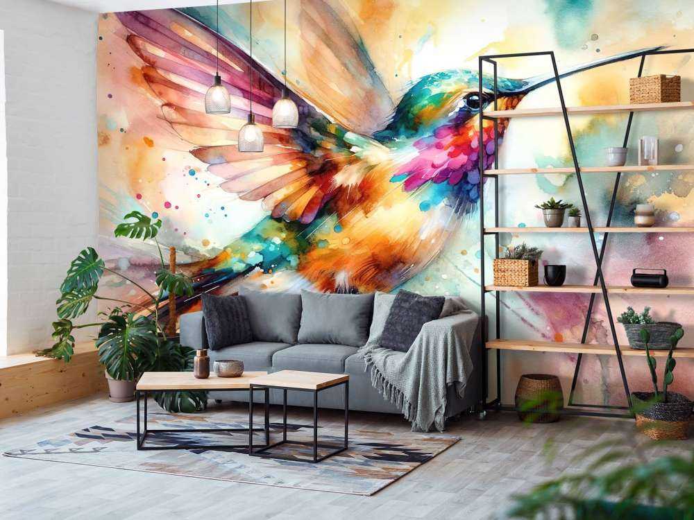 Colibri iridescent en plein vol