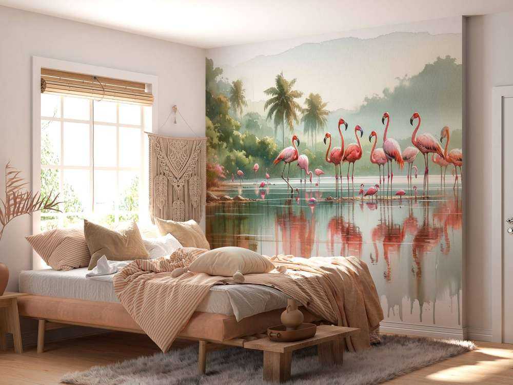 Réflexions matinales des flamants roses
