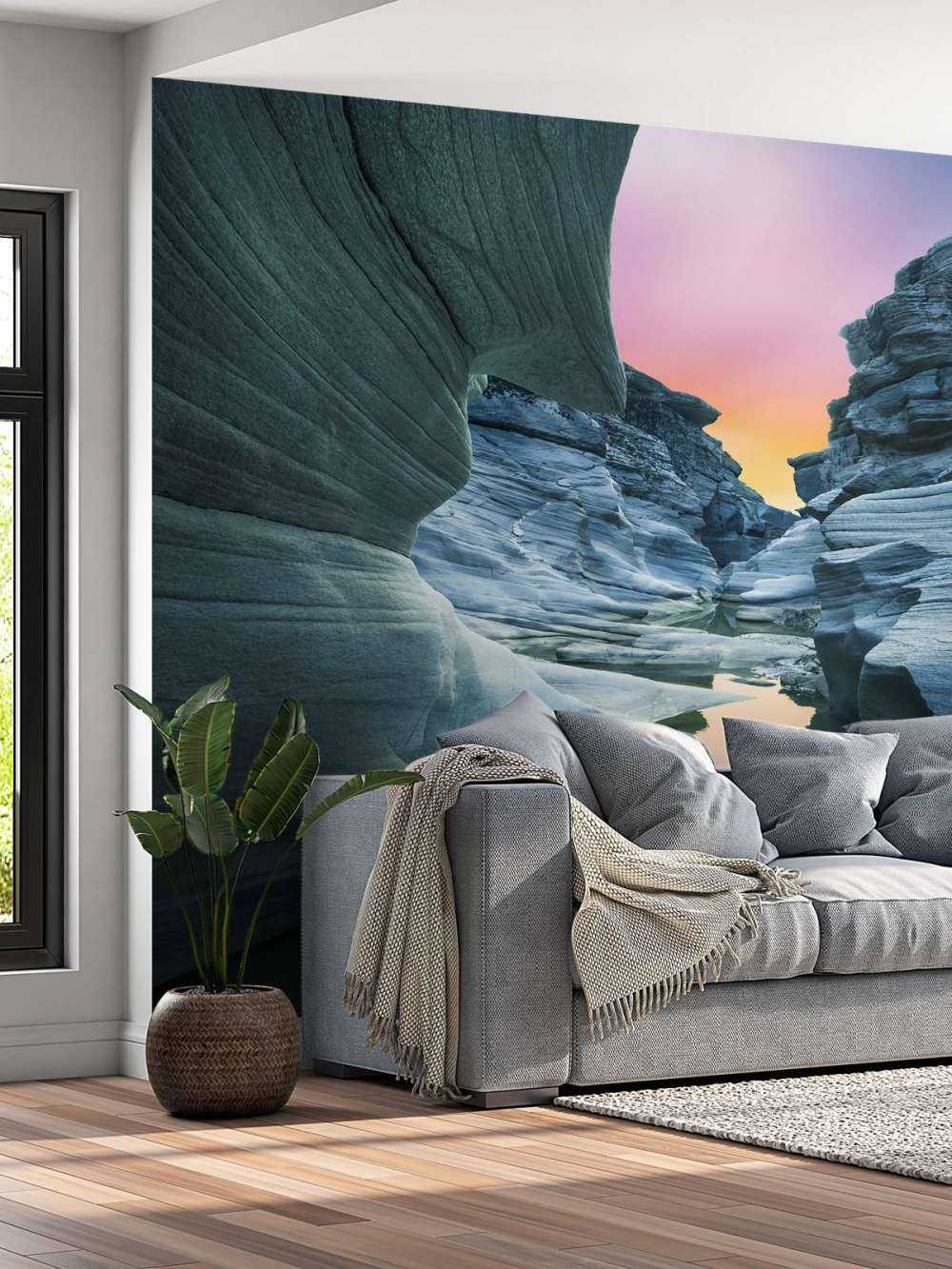 Grotte avec ciel coloré