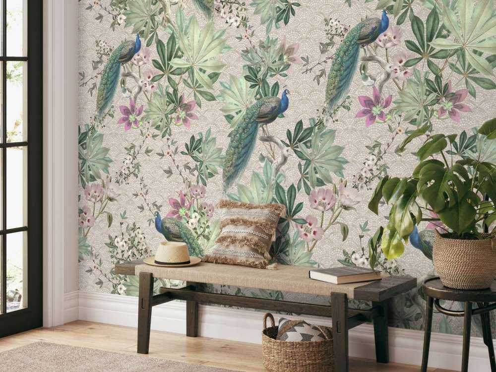 Paons de jardin vintage - crème