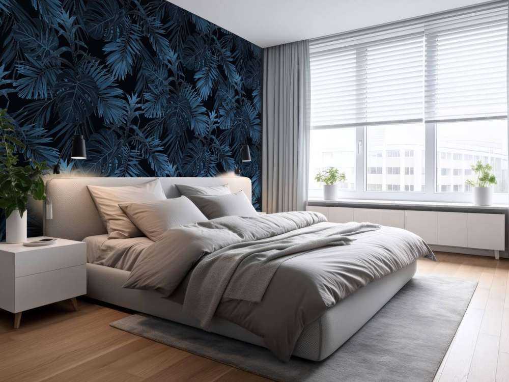Motif Feuilles tropicales bleues