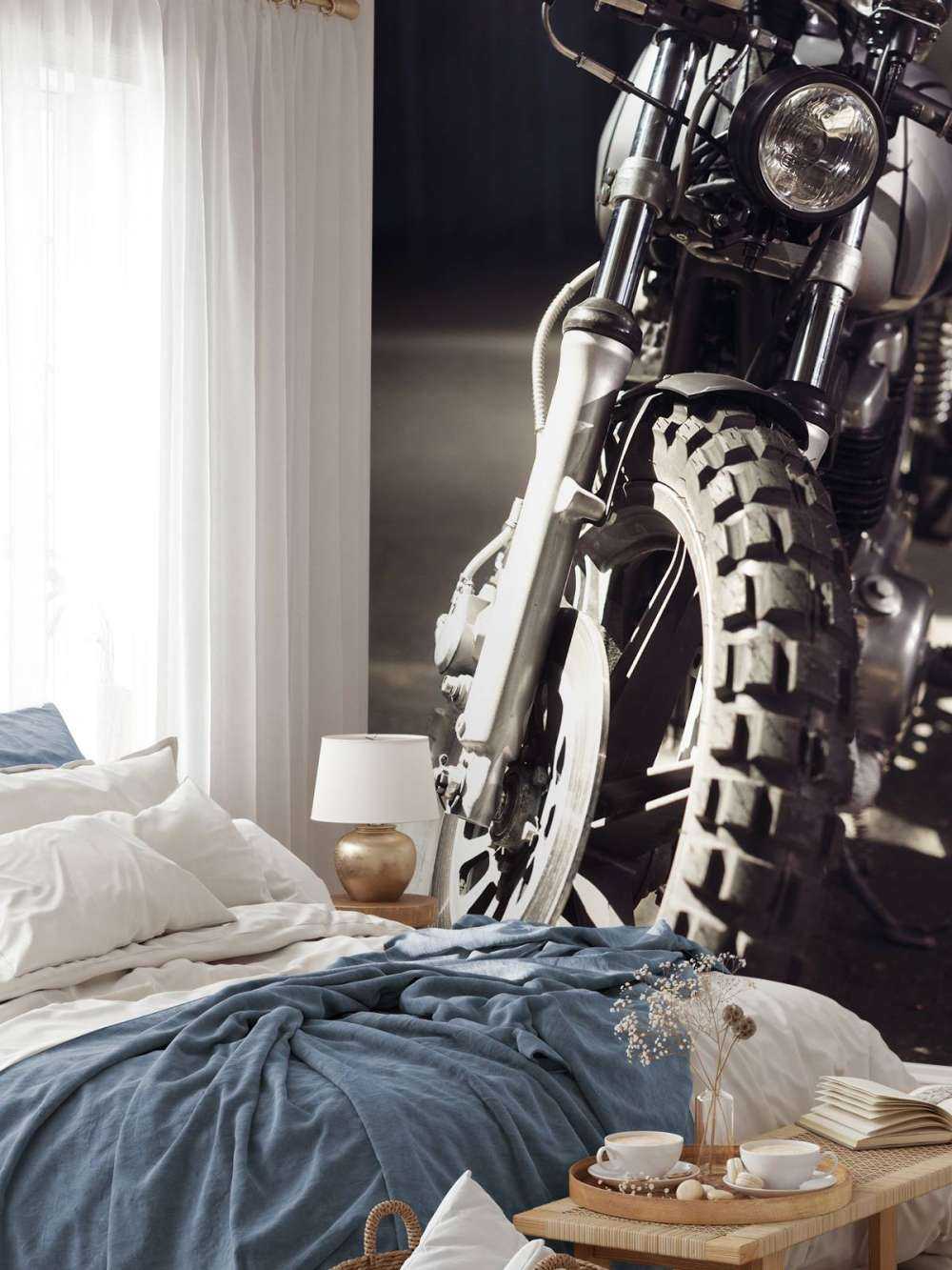 Motocyclette à vue frontale