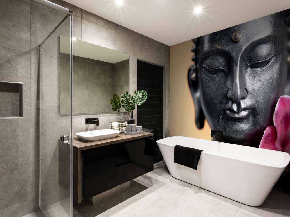 Bouddha et l'orchidée rose