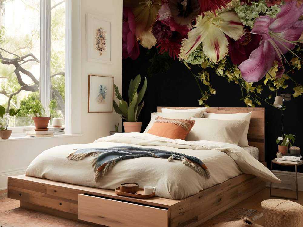 Tête de lit Fleurs vintage