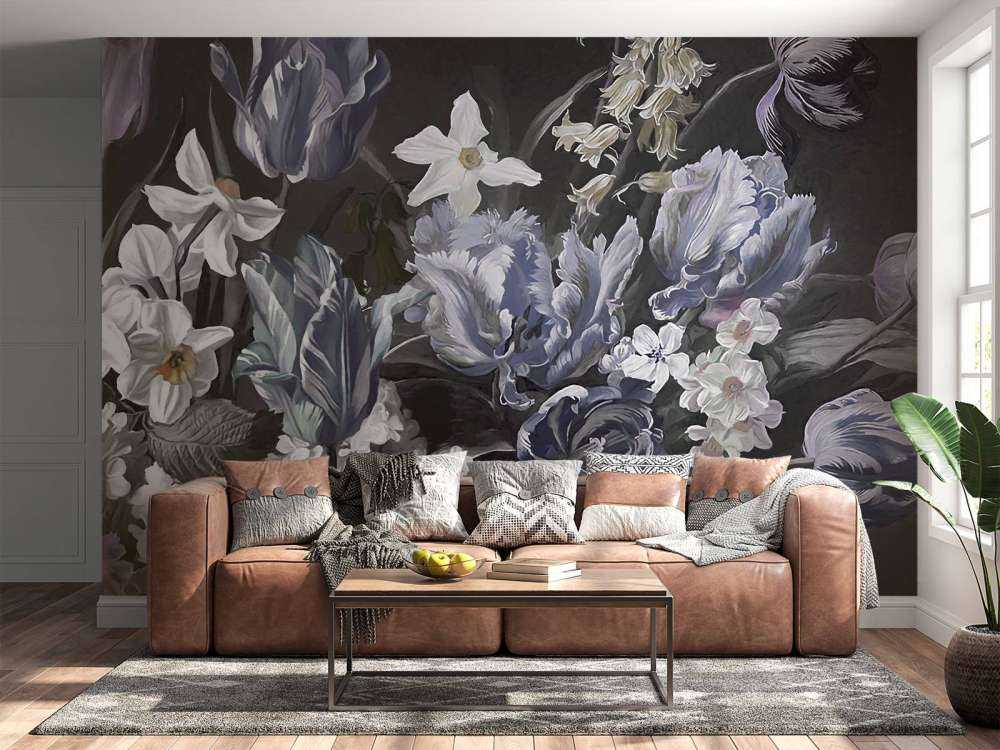 Bouquet avec des pions bleus