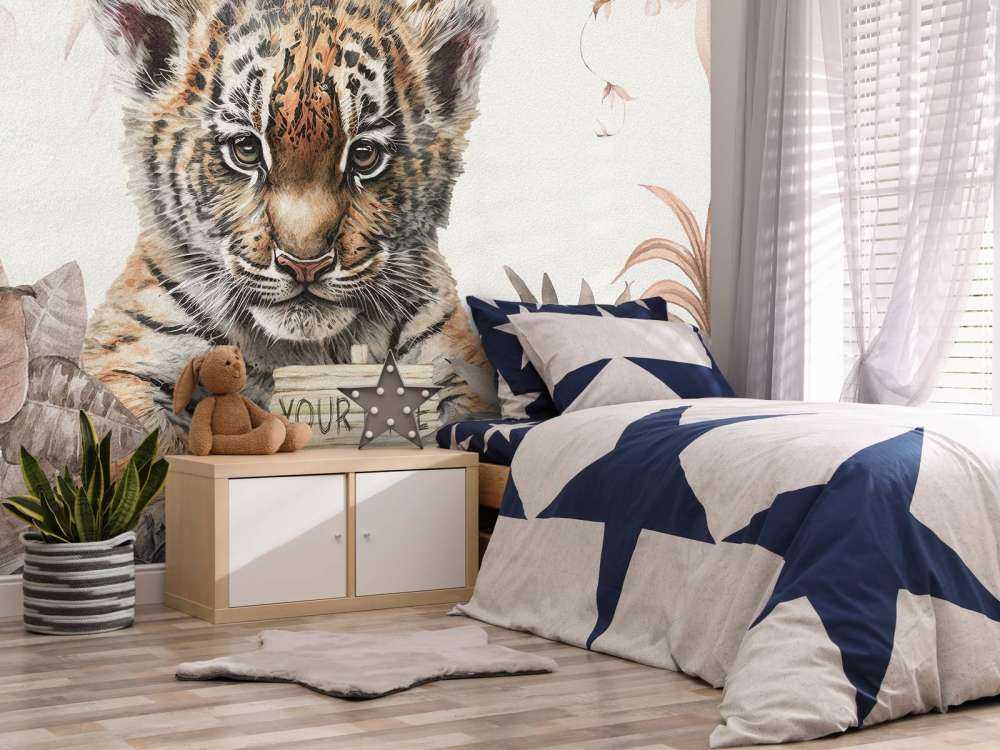 Bébé Tigre dans la jungle taupe