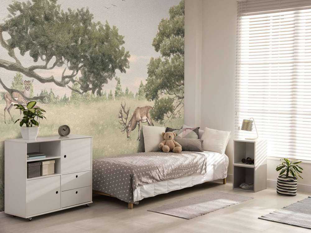 Paysage avec animaux en beige