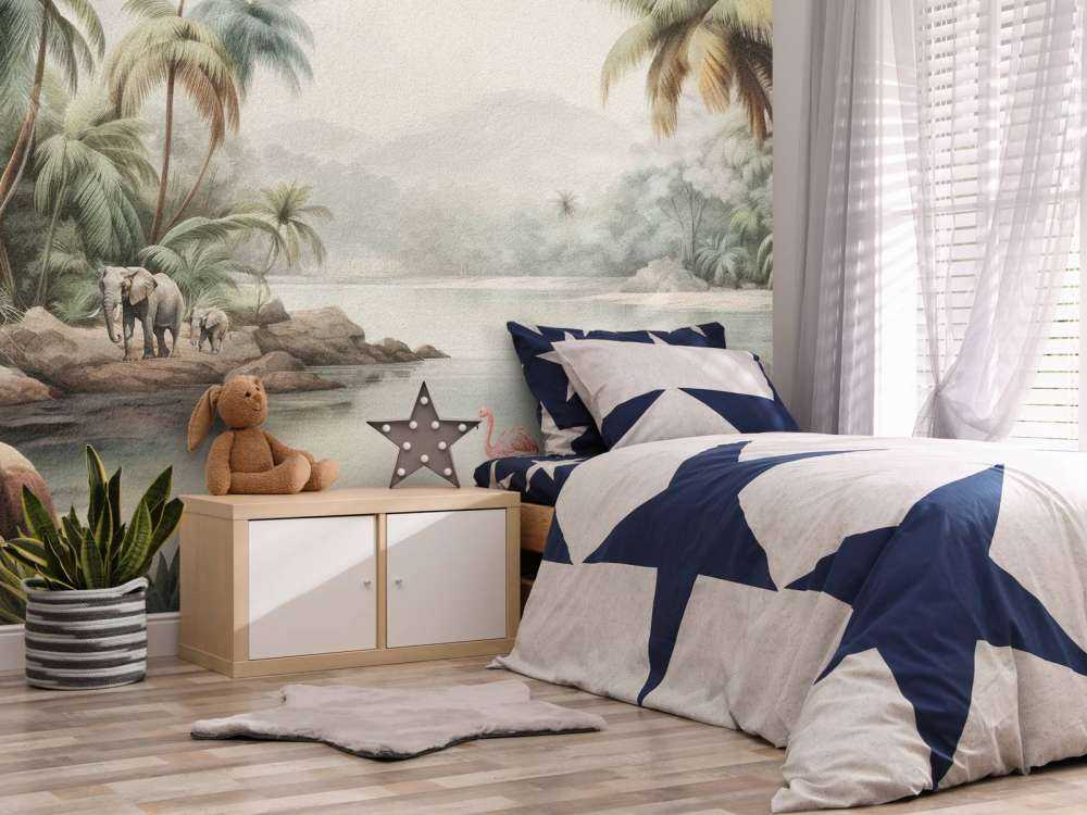 Paysage de jungle avec animaux en couleur