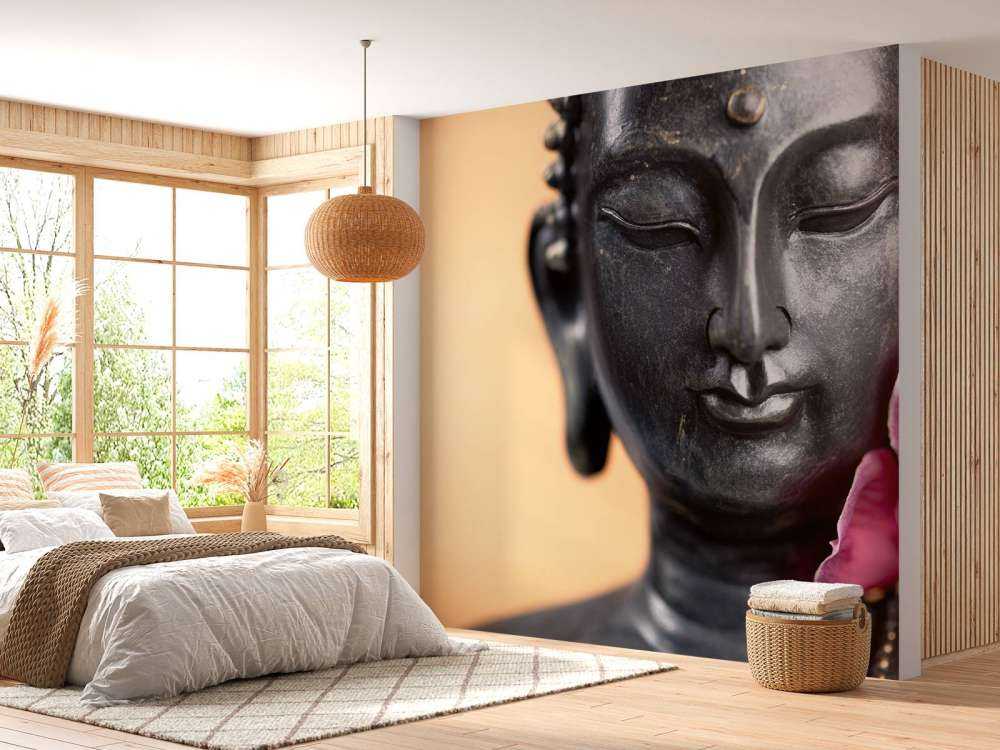 Bouddha et l'orchidée rose