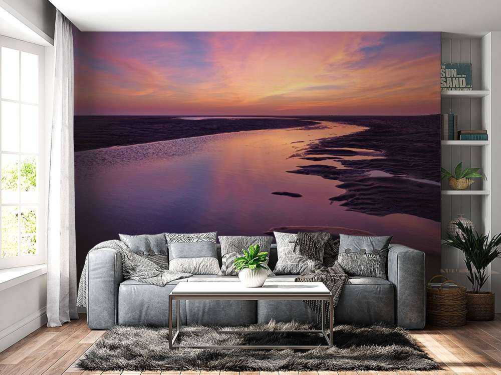Coucher de soleil avec un air violet