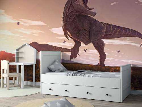 Deux Tyrannosaurus dans un champ