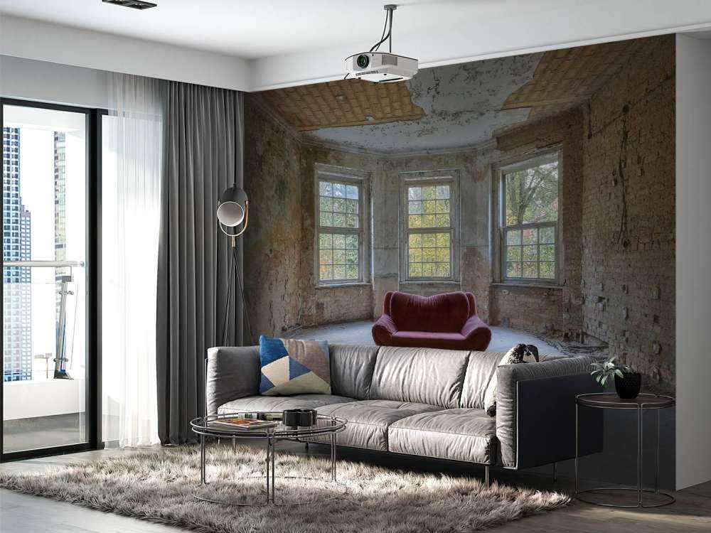 Canapé dans une pièce abandonnée