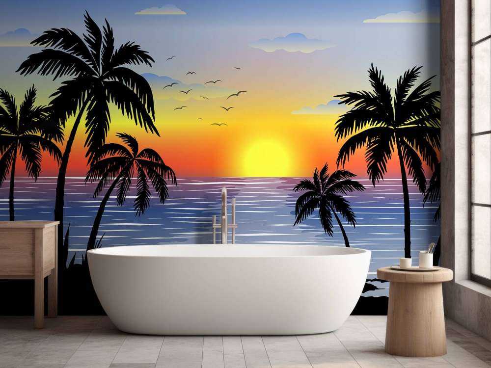 Coucher de soleil bleu et orange