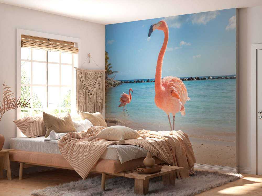 Flamant sur la plage