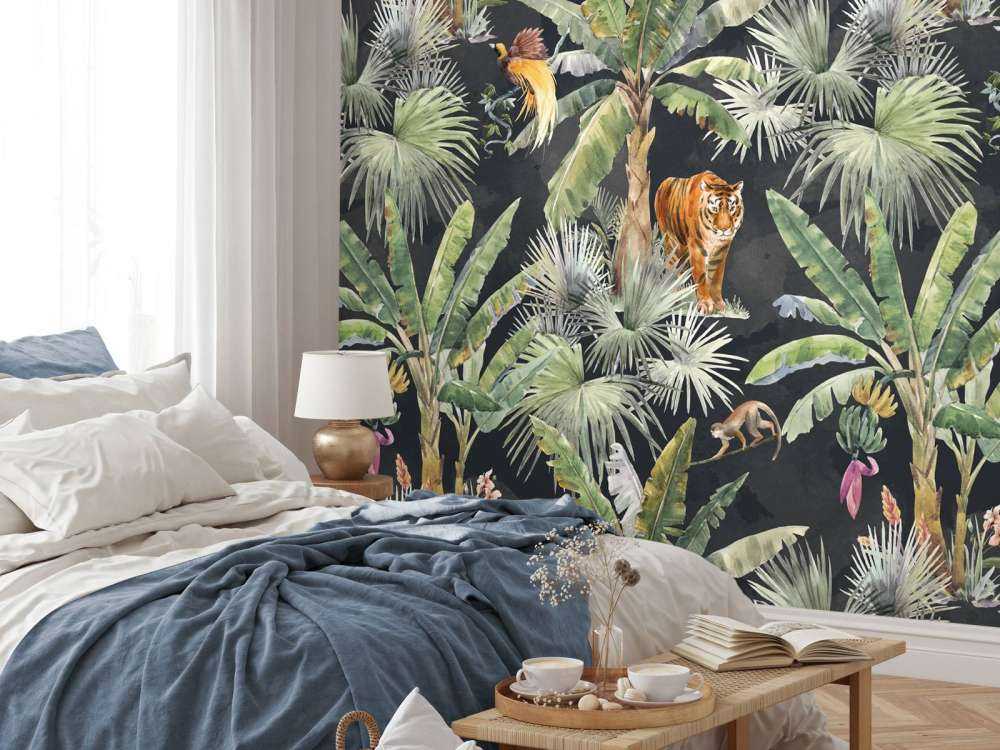 Palmiers et animaux de la jungle