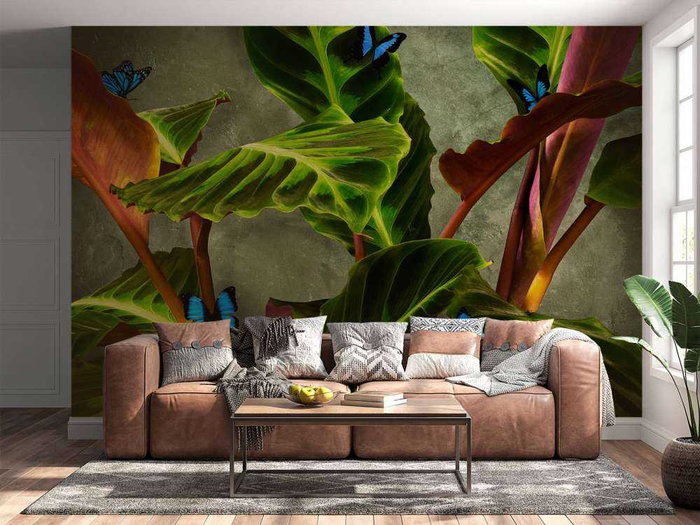 Plante verte avec papillons