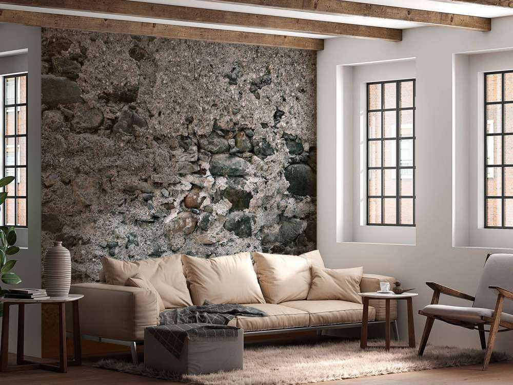 Mur avec de vieilles grosses pierres