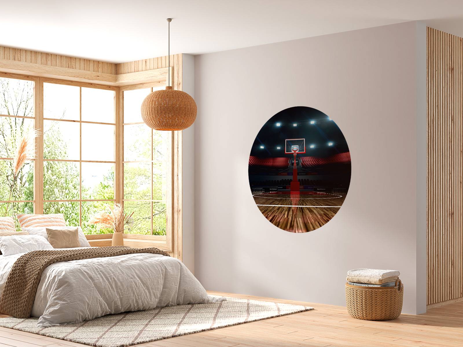 Autocollant Mural Basket 3D Personnalisable - Arène De Basketball - Vinyle Oracal - Fabriqué Aux USA