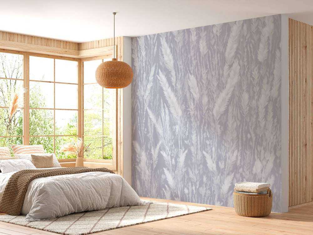 Mur de graminées des champs - bleu