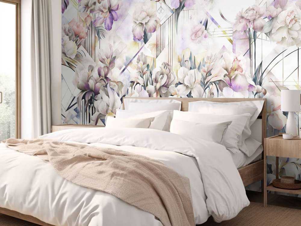 Immenses iris aquarelle violets