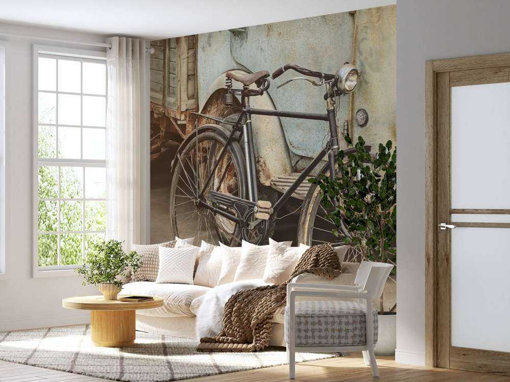 Rétro vieux vélo avec camion
