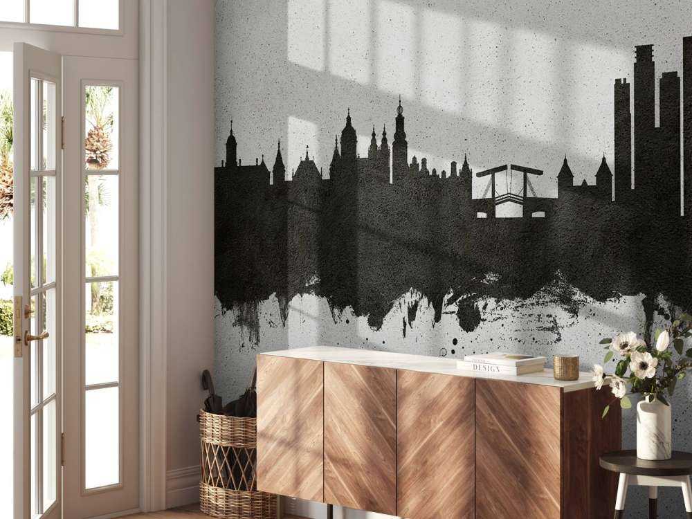 Aquarelle skyline, Amsterdam