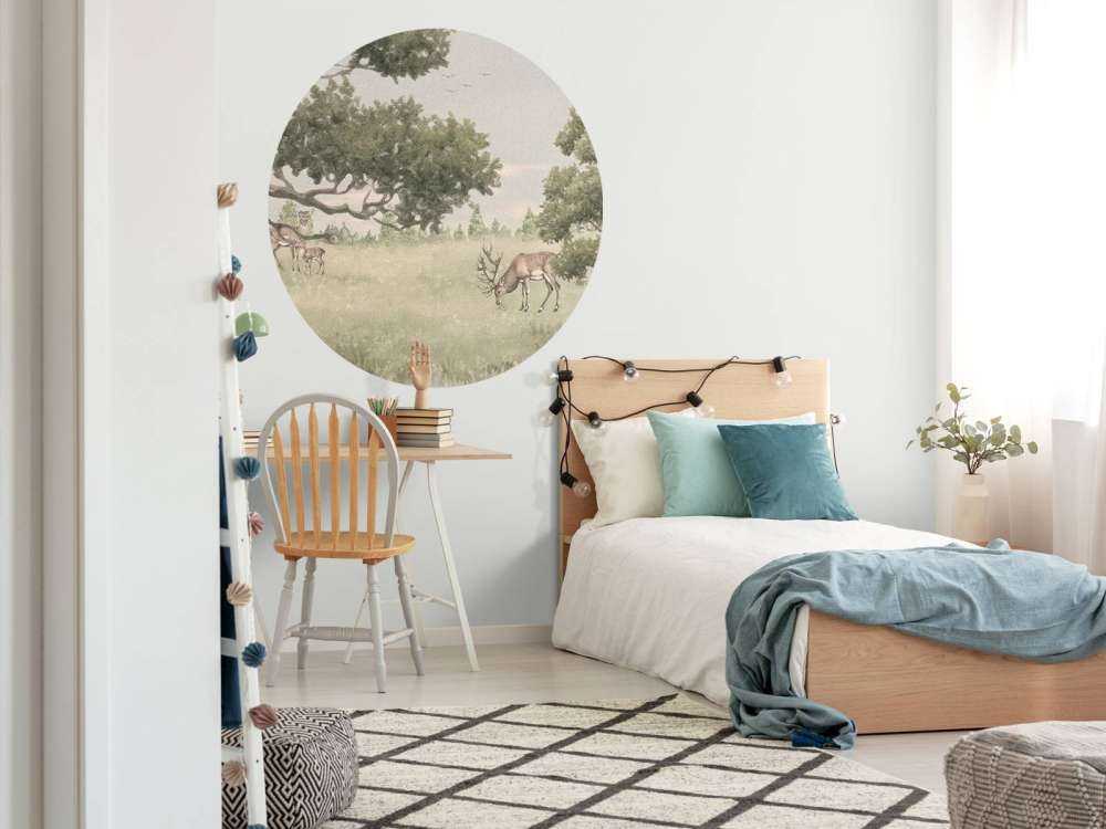 Paysage avec animaux en beige