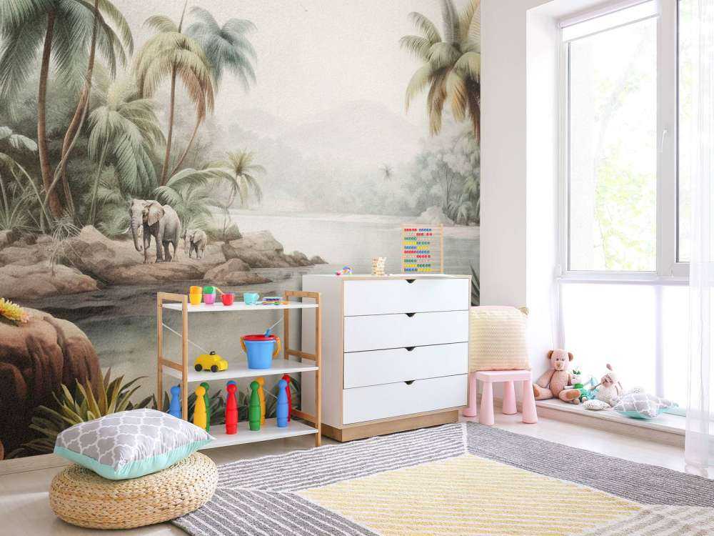Paysage de jungle avec animaux en couleur