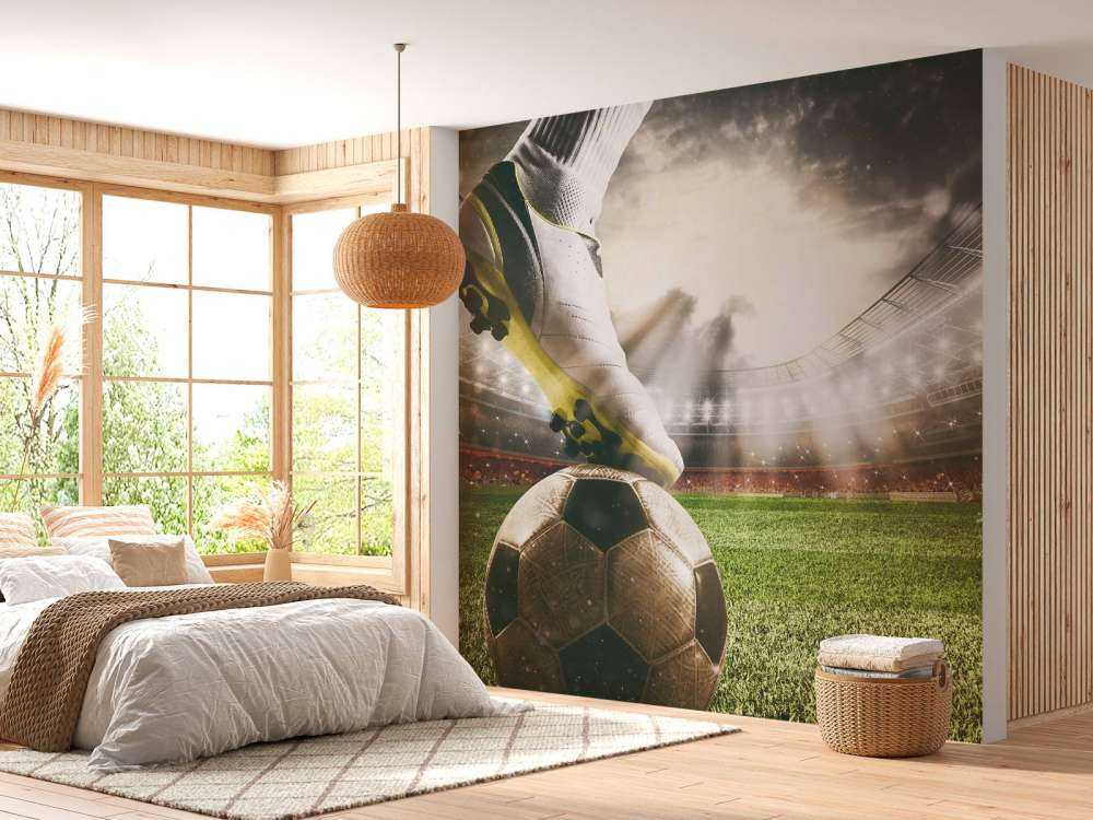 Joueur de football dans un stade