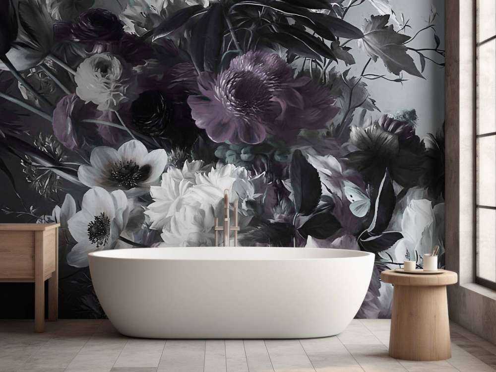 Grand bouquet avec des anémones violettes