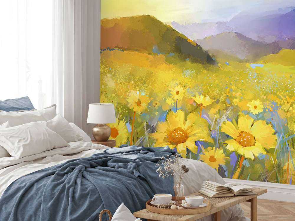 Peinture à l'huile Coucher de soleil rural