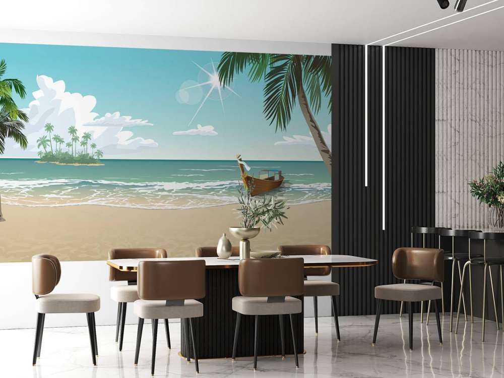 Plage bleue ensoleillée