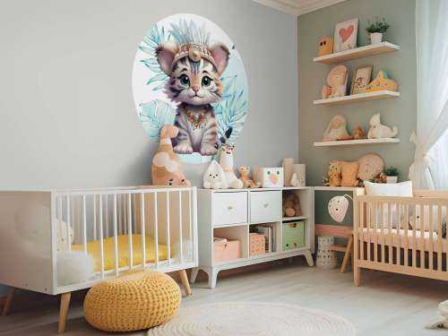 Bébé tigre et feuille bleu