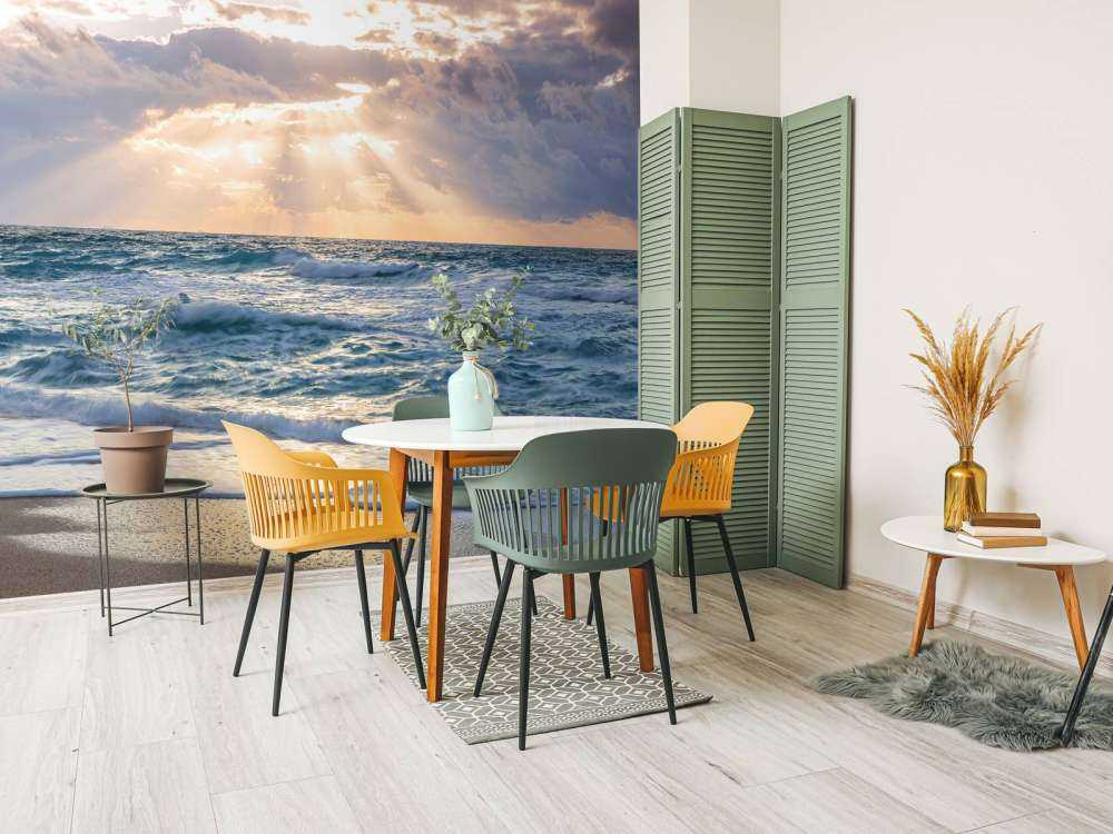Rayons de soleil au bord de la mer