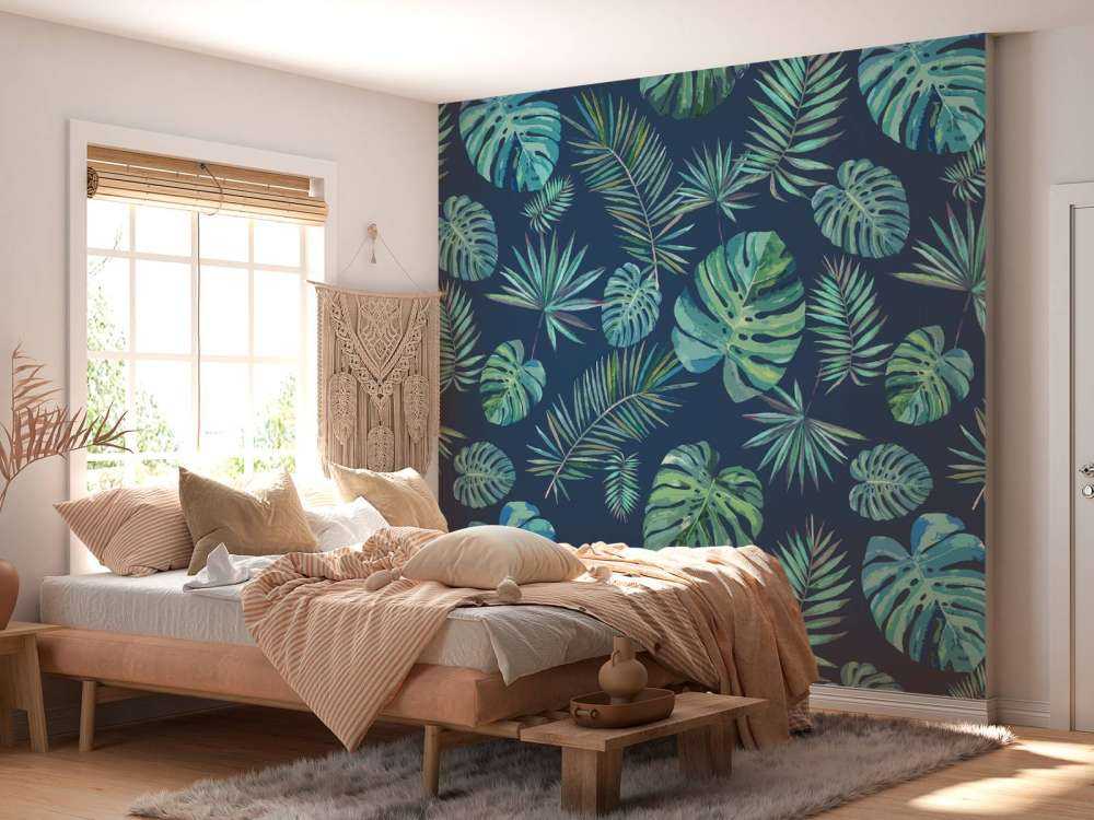 Feuilles de palmier et monstera
