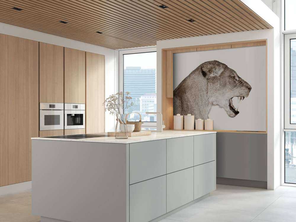 Lionne vue de côté blanc cassé