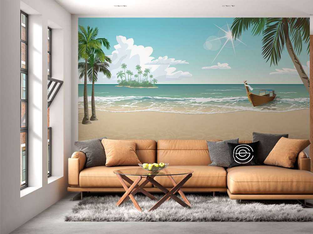 Plage bleue ensoleillée