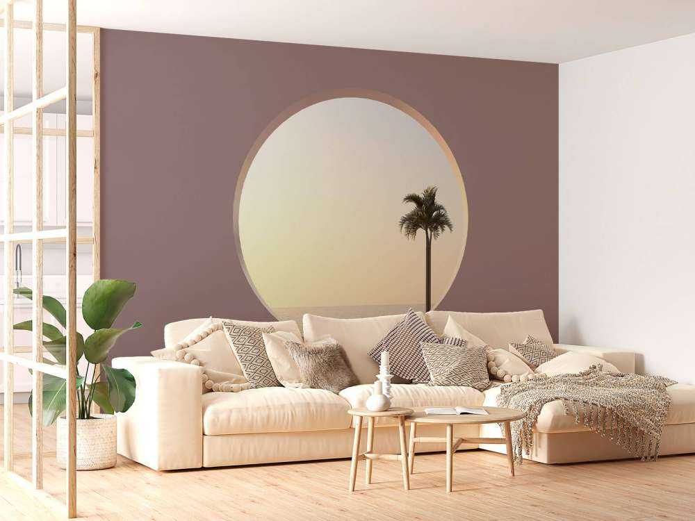 Mur rose avec cercle