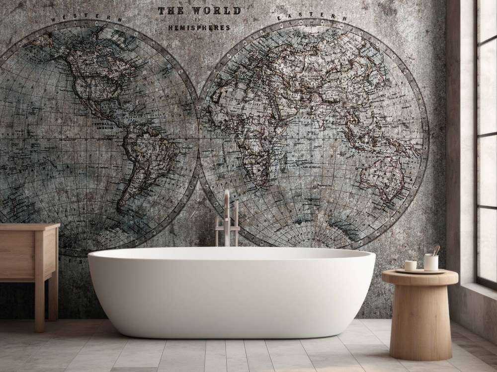Carte du monde avec des nuances de gris