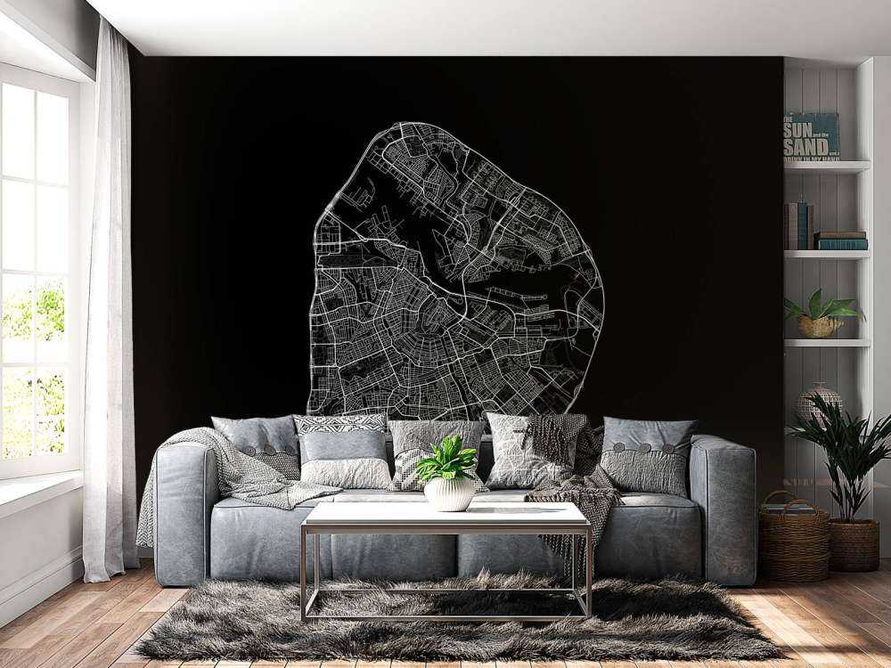 Carte d'Amsterdam, noir