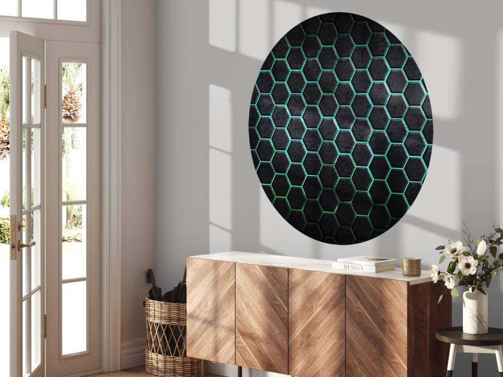 Hexagones avec des lumières vertes