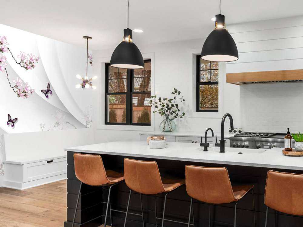 Fond blanc en 3D avec fleur décorative