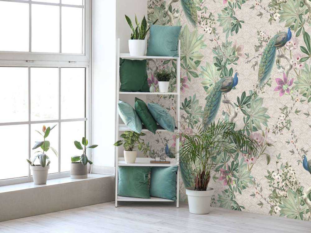 Paons de jardin vintage - crème