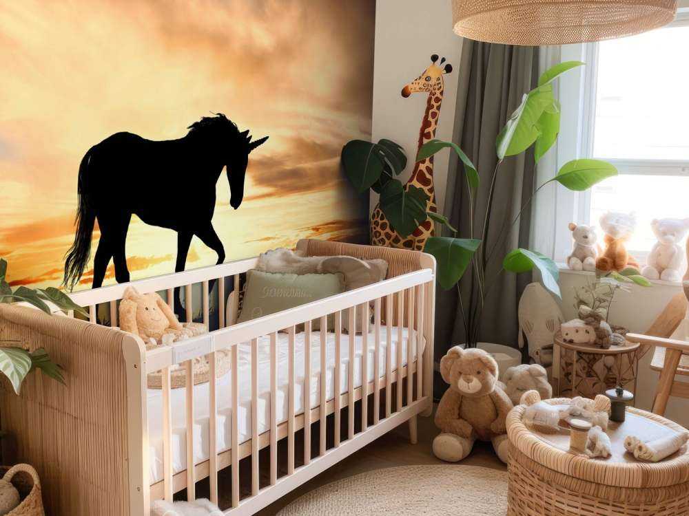 Silhouette de licorne au coucher du soleil