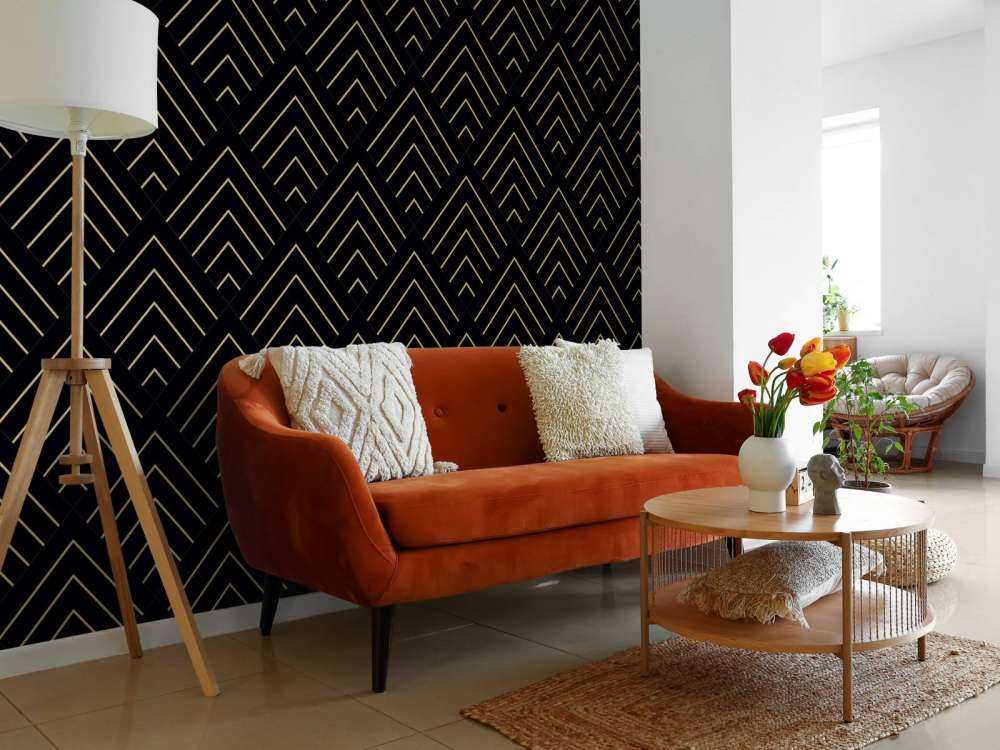 Motif Lignes dorées, noires
