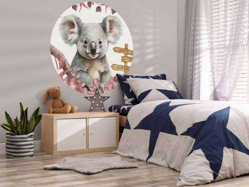 Bébé koala dans la jungle rose