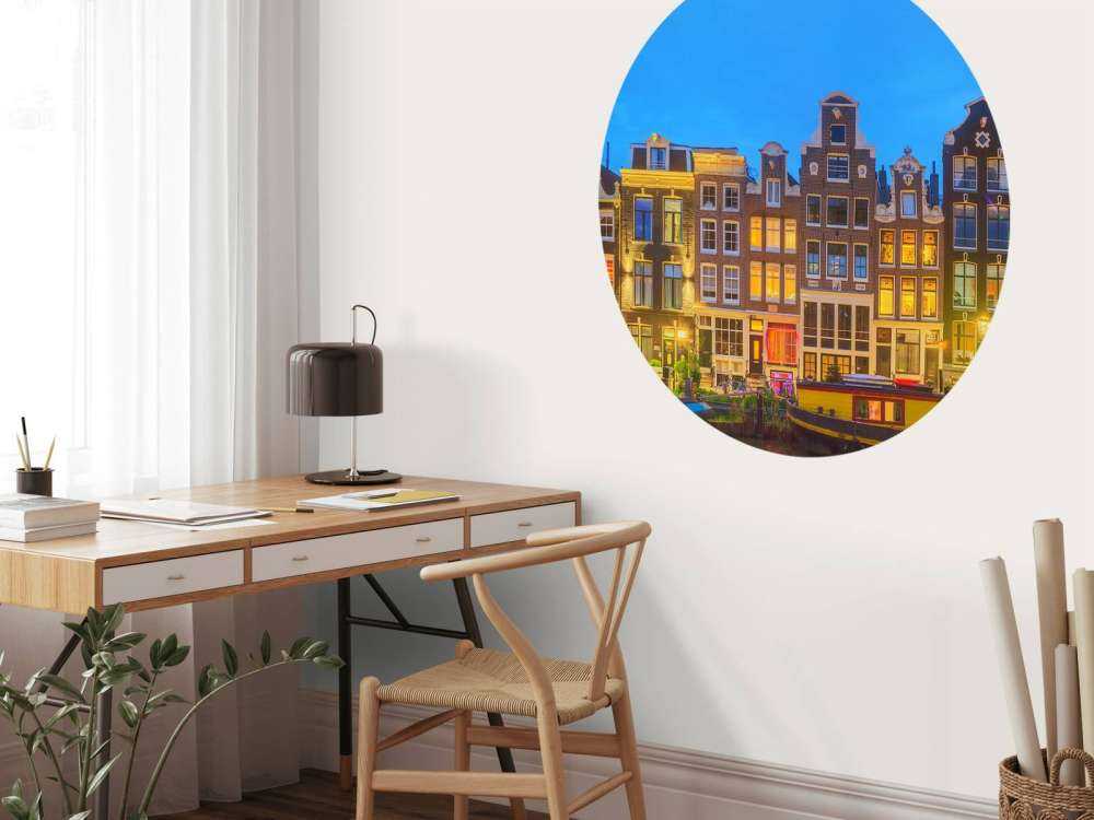 Les maisons d'Amsterdam dans la nuit
